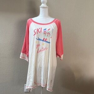 NWT Anthropologie Pink and White Sleep Shirt